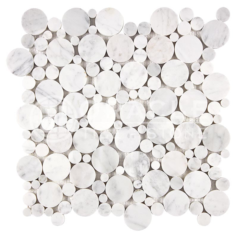 Carrara White (Bianco Carrara / Italian) Marble	-	Bubbles Mosaic