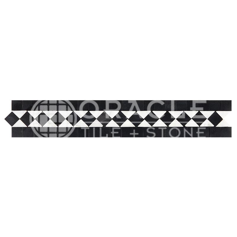 Italian Carrara White Marble - BIAS Border / Listello with Black Marble Dots