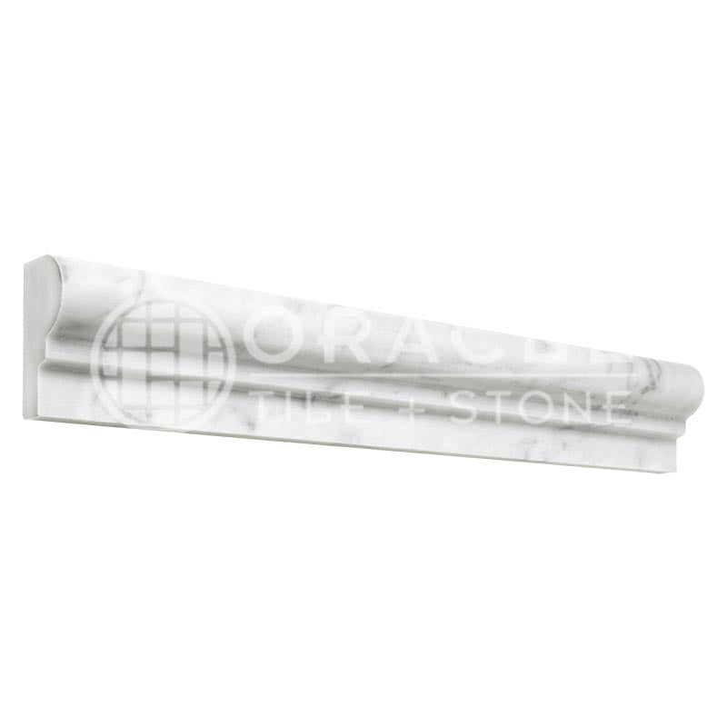 Italian Carrara White Marble - Single-Step OG-1 Chair Rail Trim