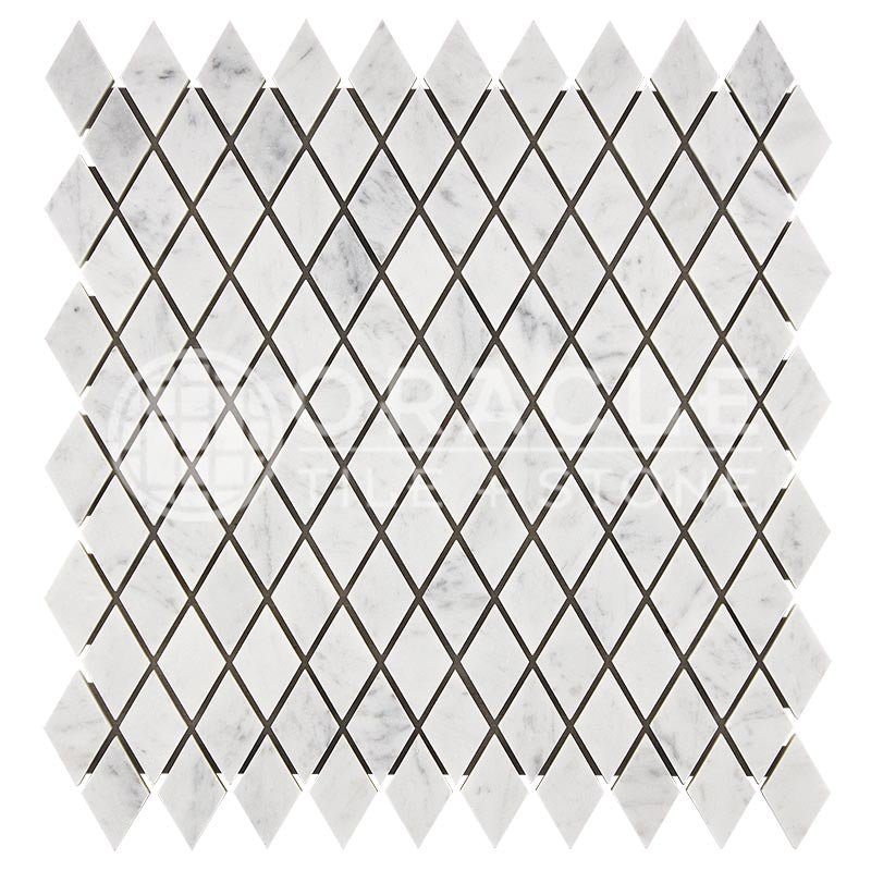 Italian Carrara White Marble - Diamond / Rhomboid Mosaic Tile