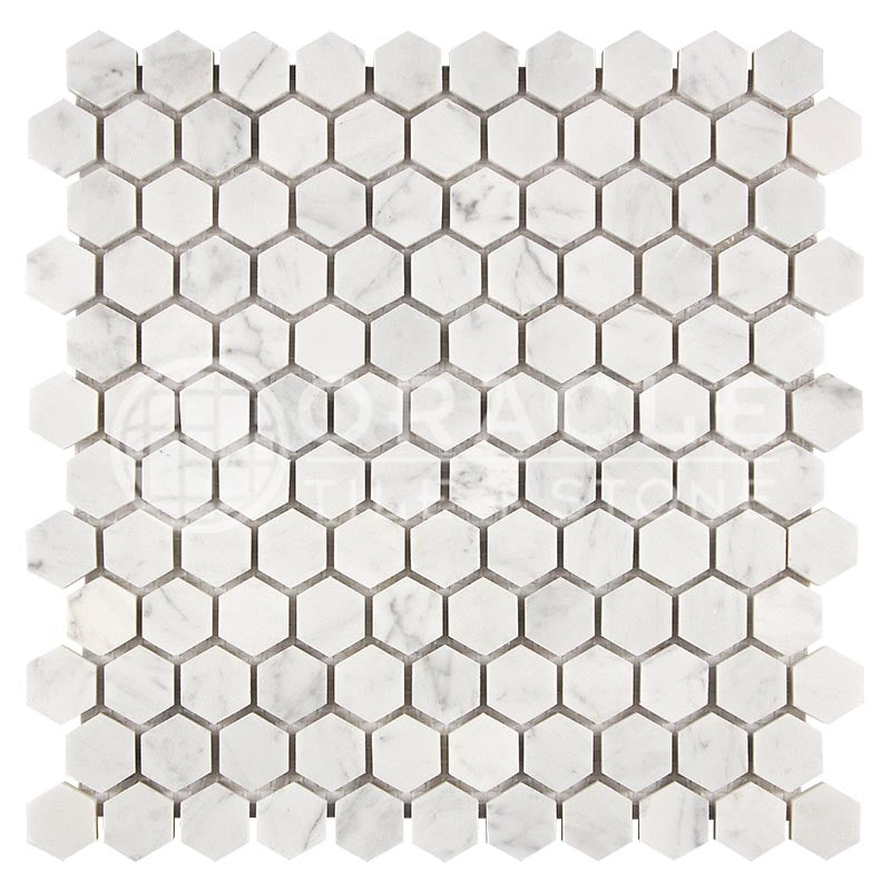 Carrara White (Bianco Carrara / Italian) Marble	1" X 1"	Hexagon Mosaic
