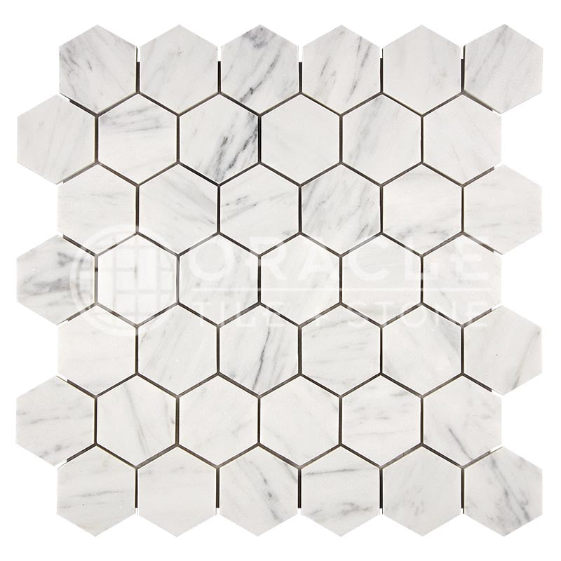 Carrara White (Bianco Carrara / Italian) Marble	2" X 2"	Hexagon Mosaic