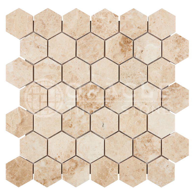 Cappuccino Marble - 2" Hexagonal Mosaic Tile