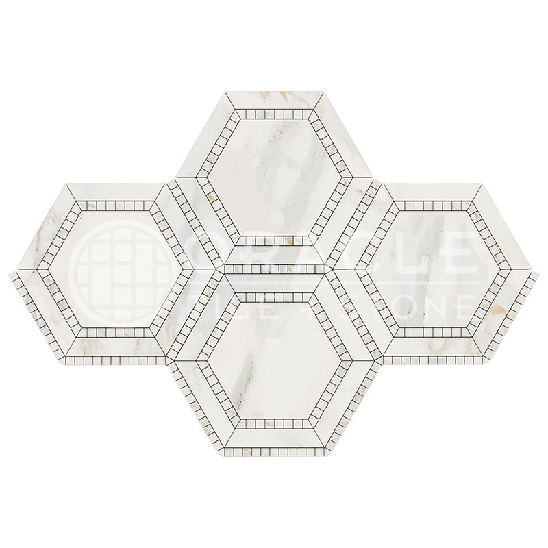 Calacatta Gold (Italian) Marble Hexagon Combination Mosaic (w/ Calacatta Gold)
