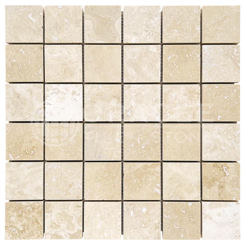 Ivory / Light Travertine - 2" X 2" Mosaic Tile