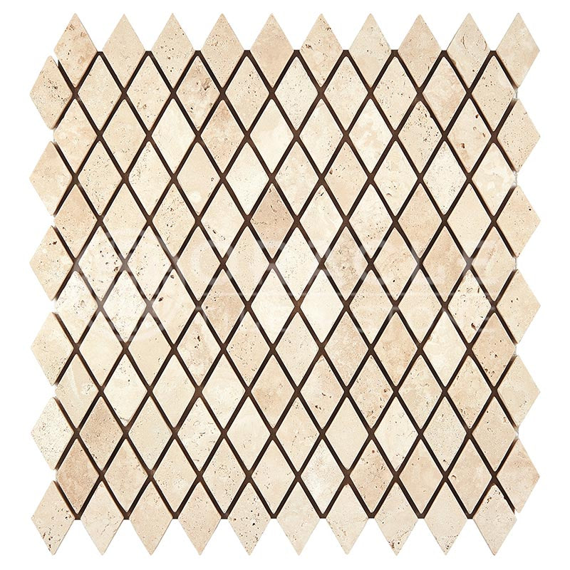 Durango Cream (Paredon) Travertine - Diamond / Rhomboid Mosaic Tile