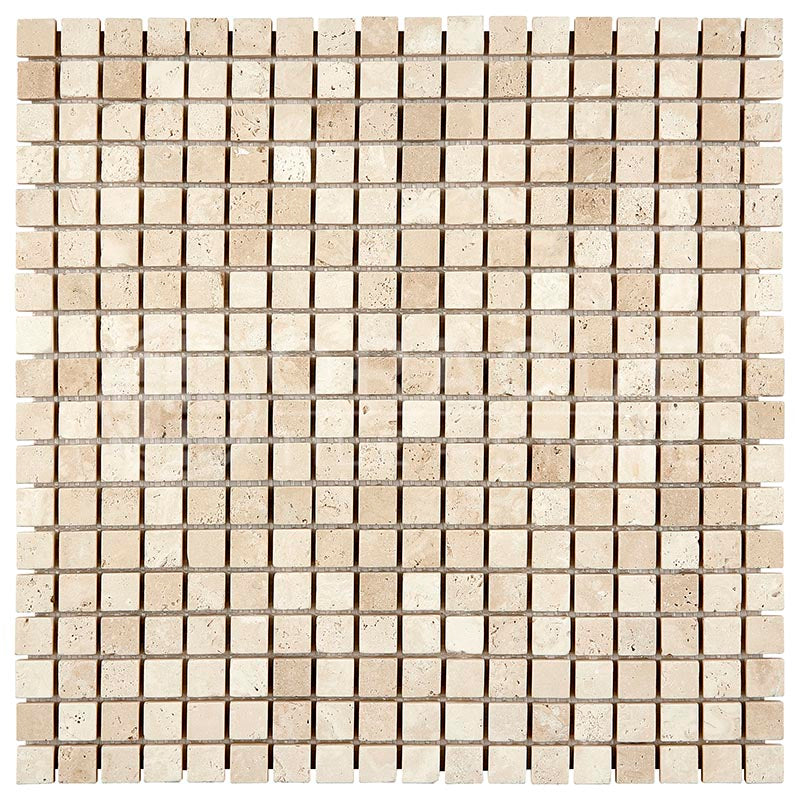 Ivory / Light Travertine - 5/8" X 5/8" Mosaic Tile