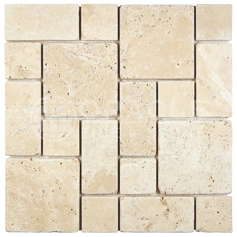 Ivory / Light Travertine - 3-pcs. Mini Pattern Mosaic Tile