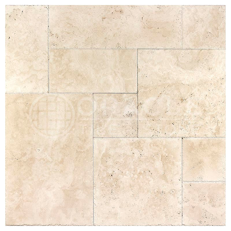 Ivory / Light Premium Travertine - Versailles / French Pattern Field Tile - (8 sq. ft. / bundle)
