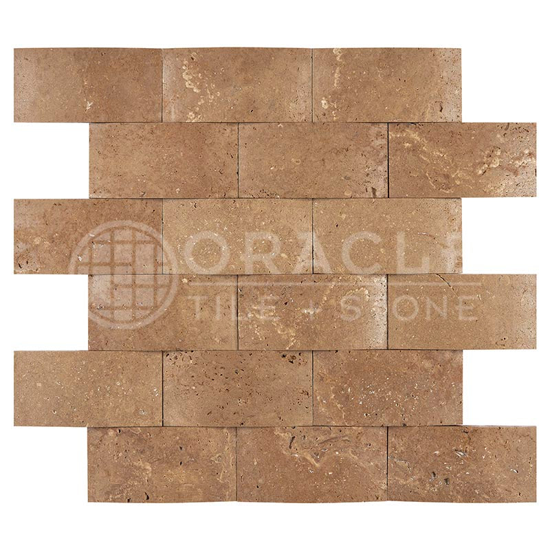 Noce	Travertine	2" X 4"	Brick Mosaic	CNC-Arched (Round-face / Wavy)