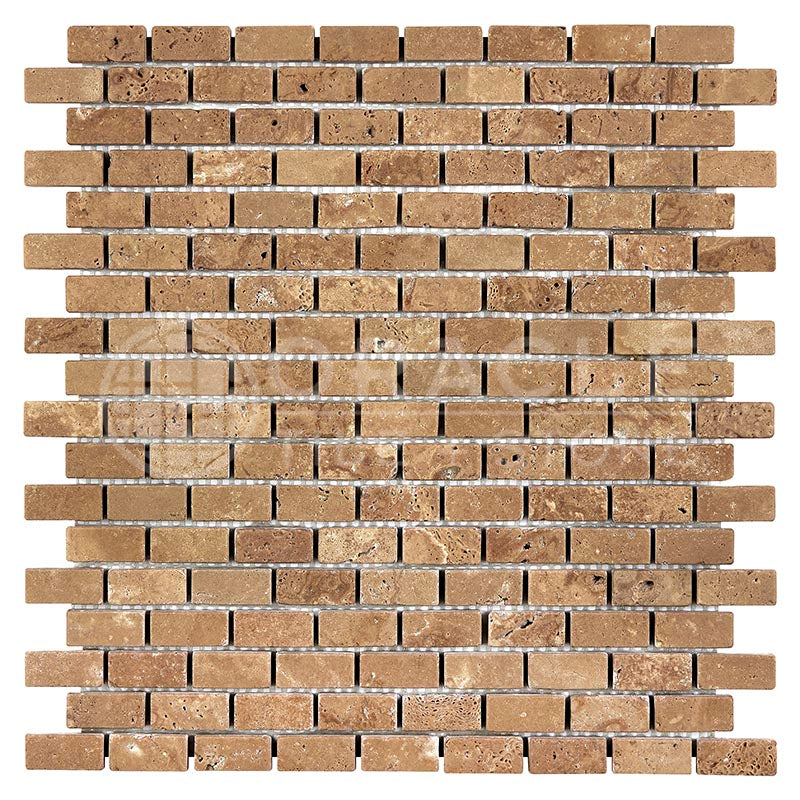 Noce Travertine - Mini-Brick (5/8" X 1 1/4") Mosaic Tile