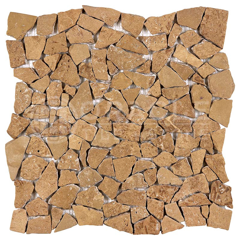 Noce Travertine - Flat-Pebble / Paledian Mosaic Tile