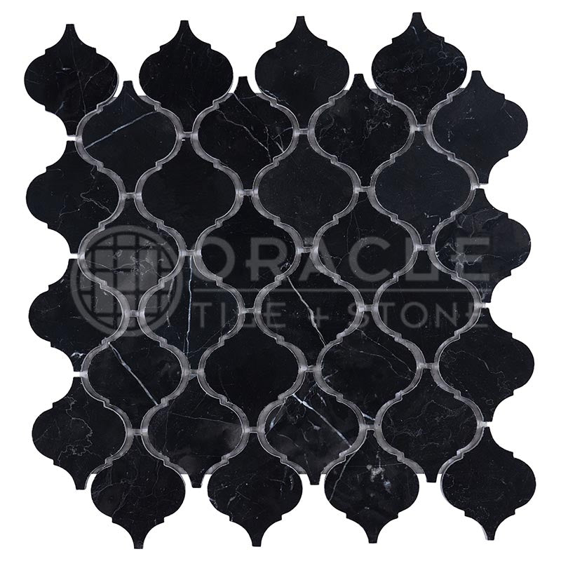 Negro Marquina Marble - Lantern (Arabesque) Mosaic Tile
