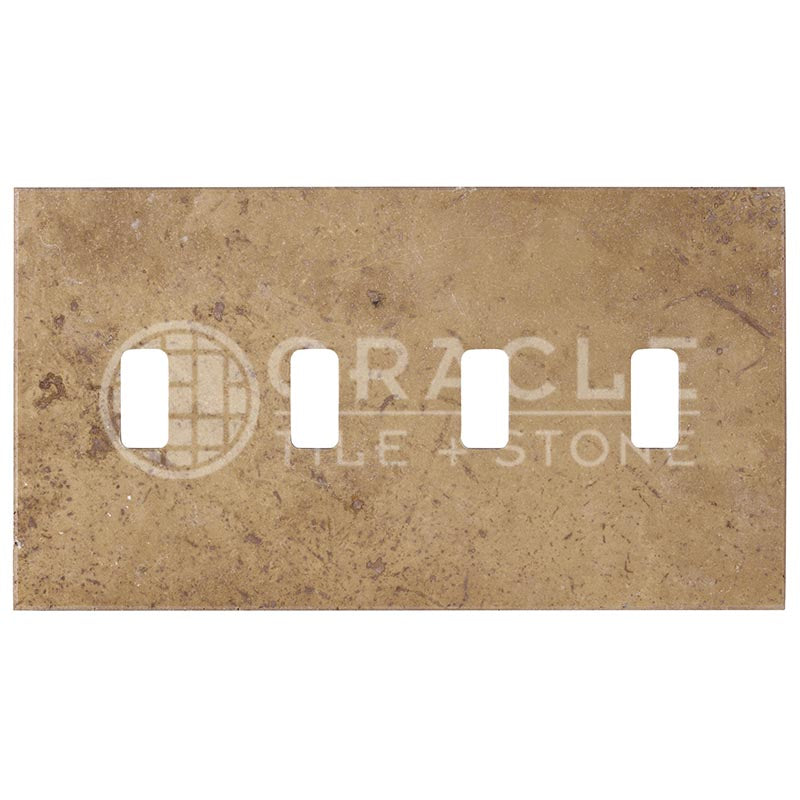 Noce Travertine - Quadruple Toggle Switch Plate Cover