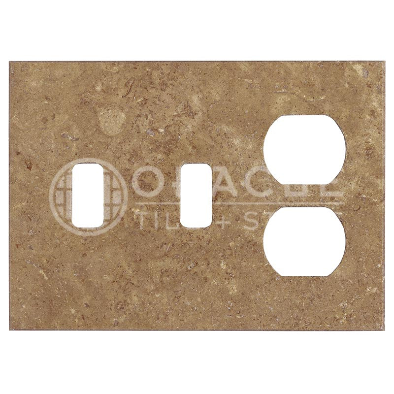Noce Travertine - 2 Toggle Duplex Switch Plate Cover with Screw