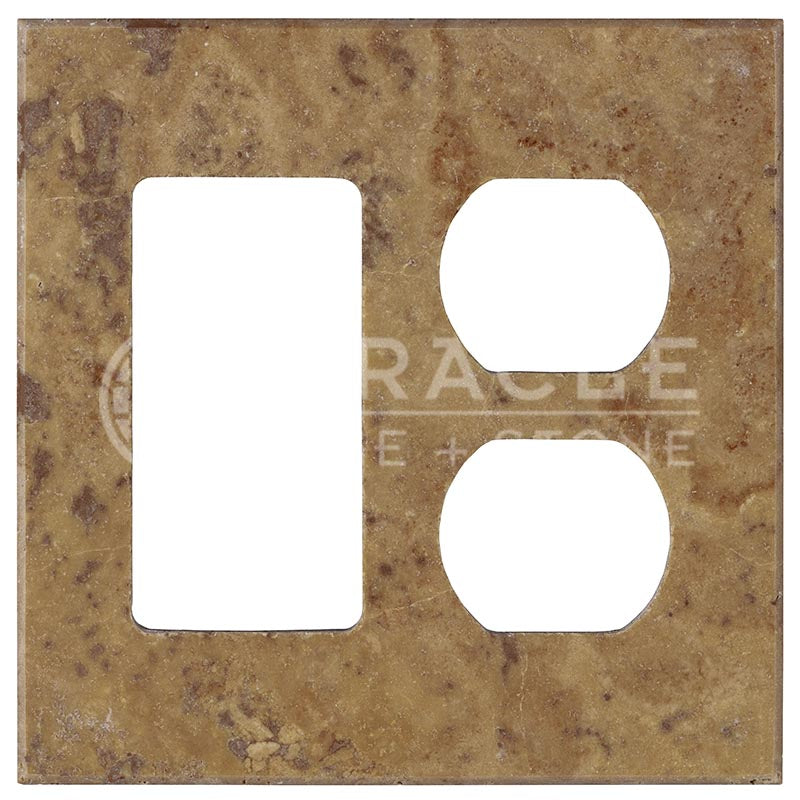 Noce Travertine - Rocker Duplex Switch Plate Cover