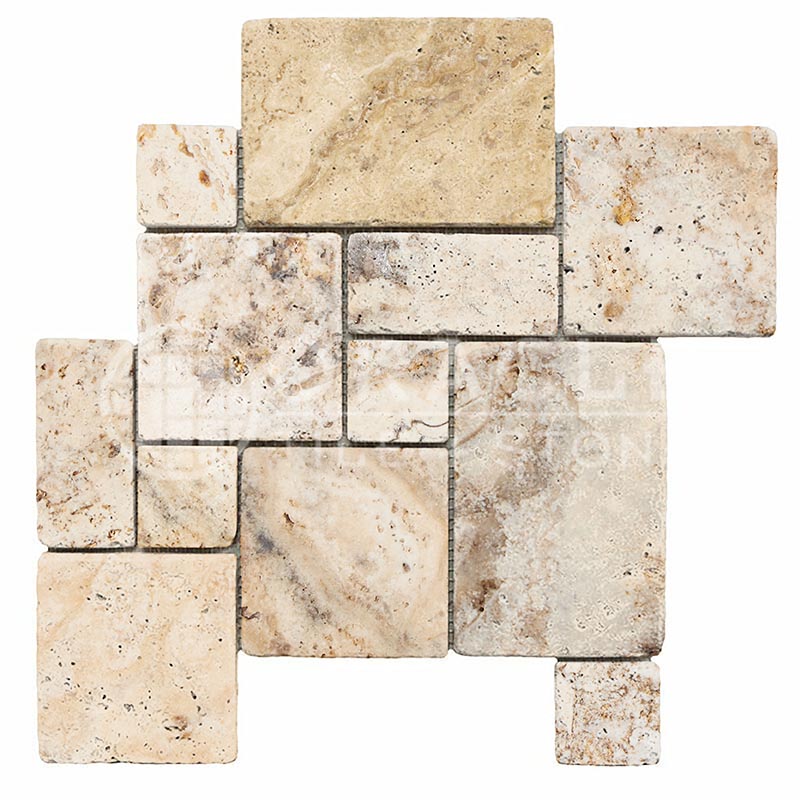 Philadelphia Travertine -  OPUS Pattern (4-Pcs.) Interlocking Mosaic Tile