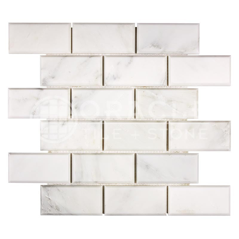 Oriental White (Asian Statuary) Marble - 2" X 4" Brick Mosaic Tile
