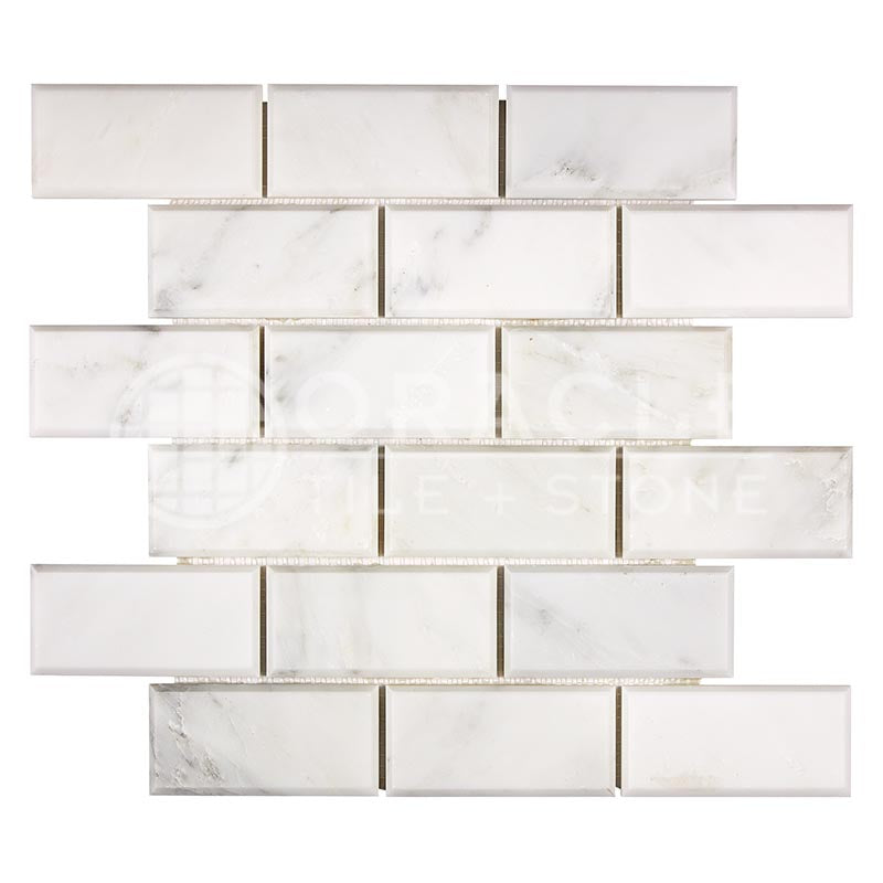 Oriental White (Asian Statuary)	Marble	2" X 4"	Deep-Beveled Brick Mosaic