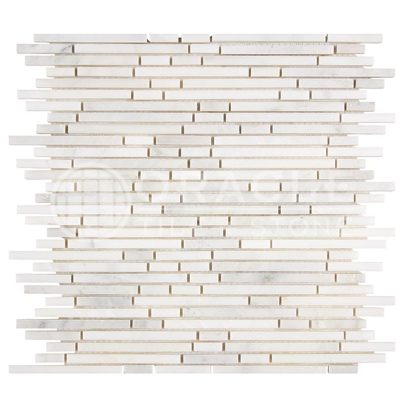 Oriental White (Asian Statuary) Marble - Bamboo / Matchsticks Mosaic Tile