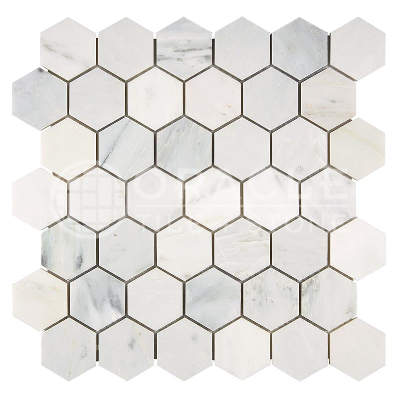 Oriental White (Asian Statuary)	Marble	2" X 2"	Hexagon Mosaic