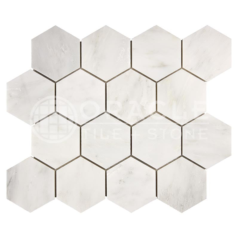 Oriental White (Asian Statuary)	Marble	3" X 3"	Hexagon Mosaic