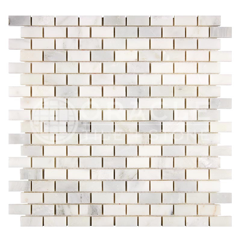Oriental White (Asian Statuary) Marble - Mini-Brick (5/8" X 1 1/4") Mosaic Tile