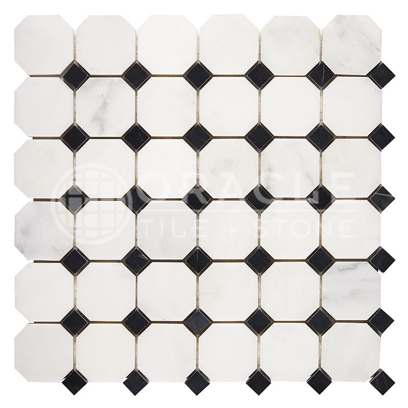 Oriental White (Asian Statuary)	Marble	-	Octagon Mosaic (w/ Black)
