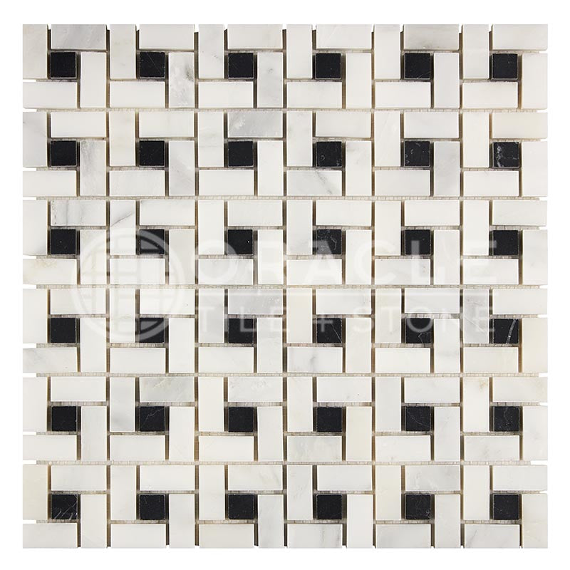 Oriental White (Asian Statuary)	Marble	-	Pinwheel Mosaic (w/ Black)