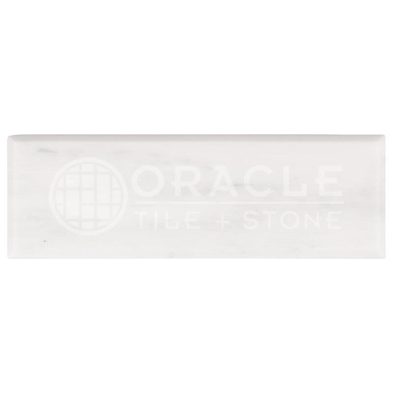 Oriental White (Asian Statuary) Marble - 4" X 12" Long-Side Bullnosed (Single-Side) Field Tile