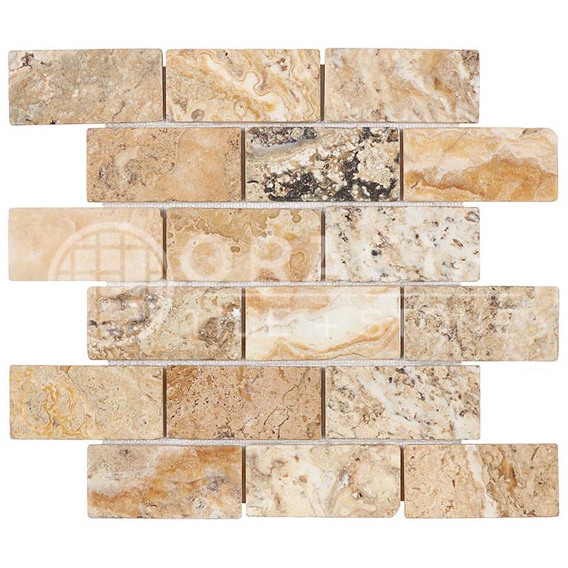 Philadelphia Travertine - 2" X 4" Brick Mosaic Tile