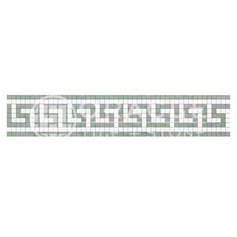 Thassos White (Greek)	Marble	3 1/2" X 7"	Greek Key Border (w/ Ming Green)	Polished