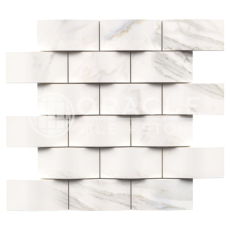 Italian Calacatta Gold Marble - 2" X 4" Brick Mosaic Tile