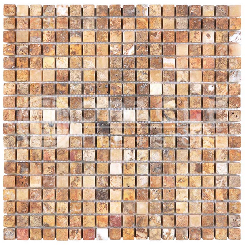 Scabos Travertine - 5/8" X 5/8" Mosaic Tile