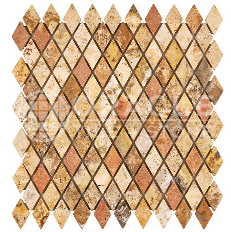 Scabos Travertine - Diamond / Rhomboid (1" X 2") Mosaic Tile