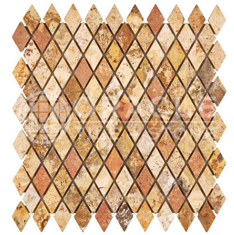 Scabos	Travertine	1" X 2"	Diamond / Rhomboid Mosaic	Tumbled