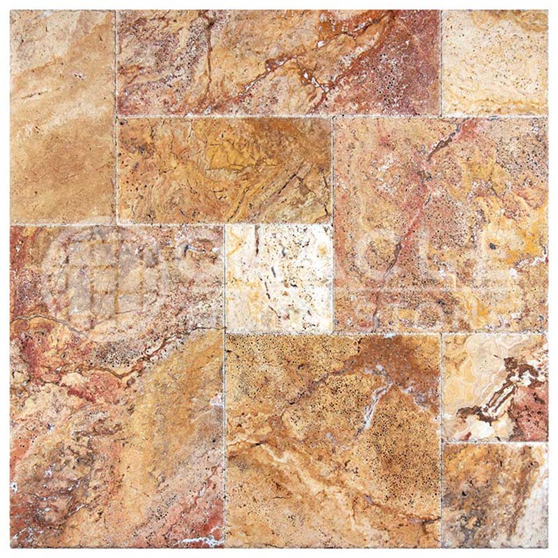 Scabos Travertine - Versailles / French Pattern Field Tile - (8 sq. ft. / bundle)