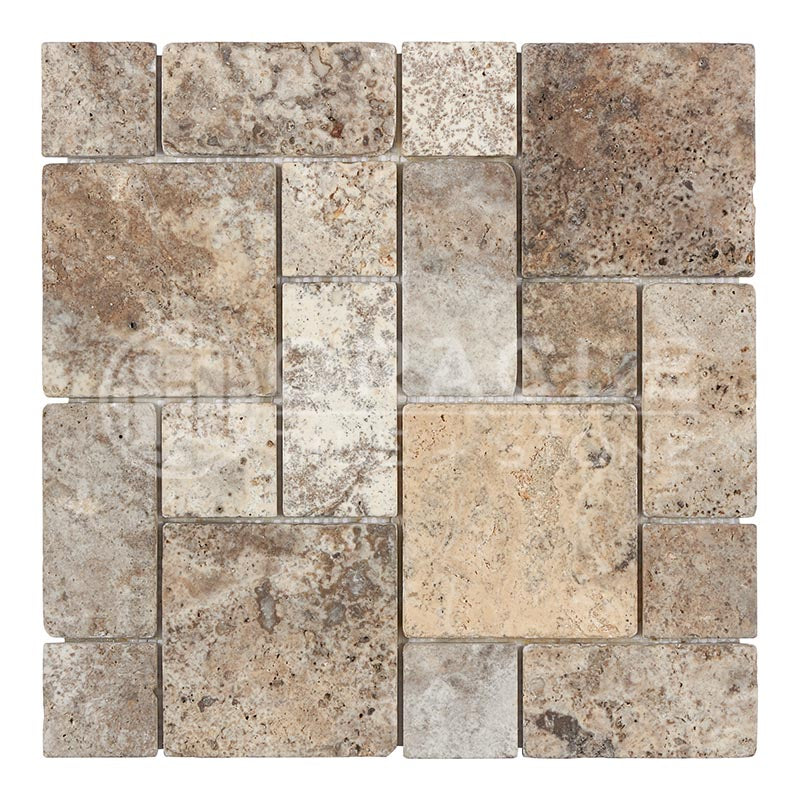 Silver Travertine - 3-pcs. Mini Pattern Mosaic Tile