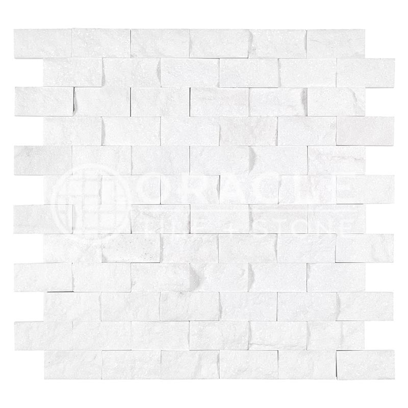Thassos White Marble - 1" X 2" Brick Mosaic Tile