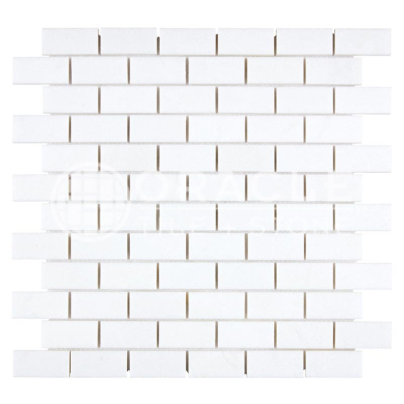 Thassos White Marble - 1" X 2" Brick Mosaic Tile