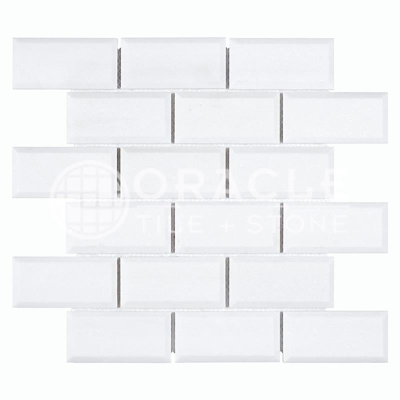 Thassos White Marble - 2" X 4" Brick Mosaic Tile