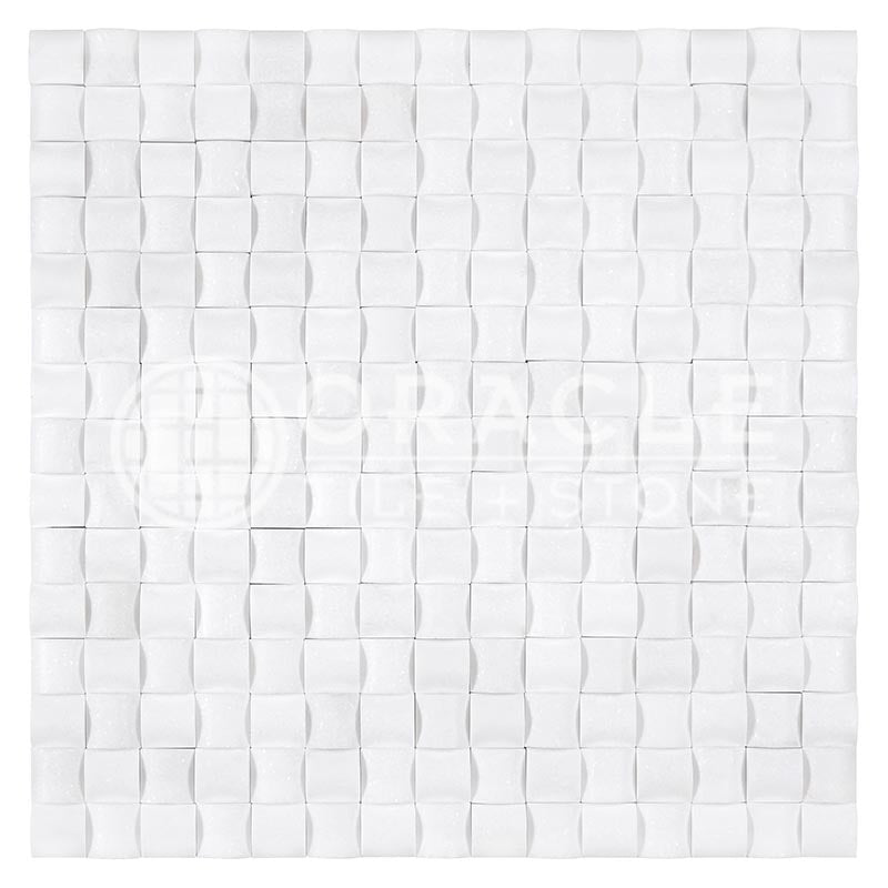 Thassos White Marble - 3-D Small-Bread Mosaic Tile