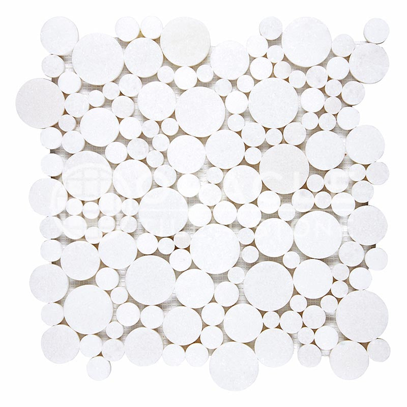 Thassos White Marble - Bubbles Mosaic Tile