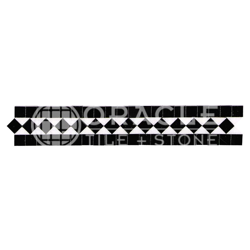Thassos White Marble - BIAS Border / Listello with Black Marble Dots