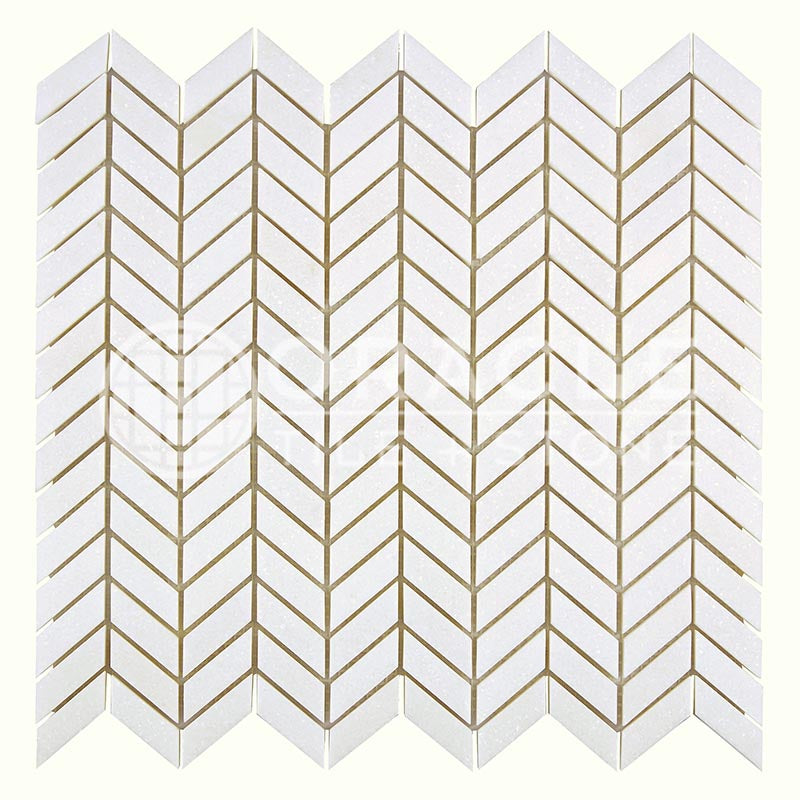 Thassos White Marble - Mini-Chevron Mosaic Tile