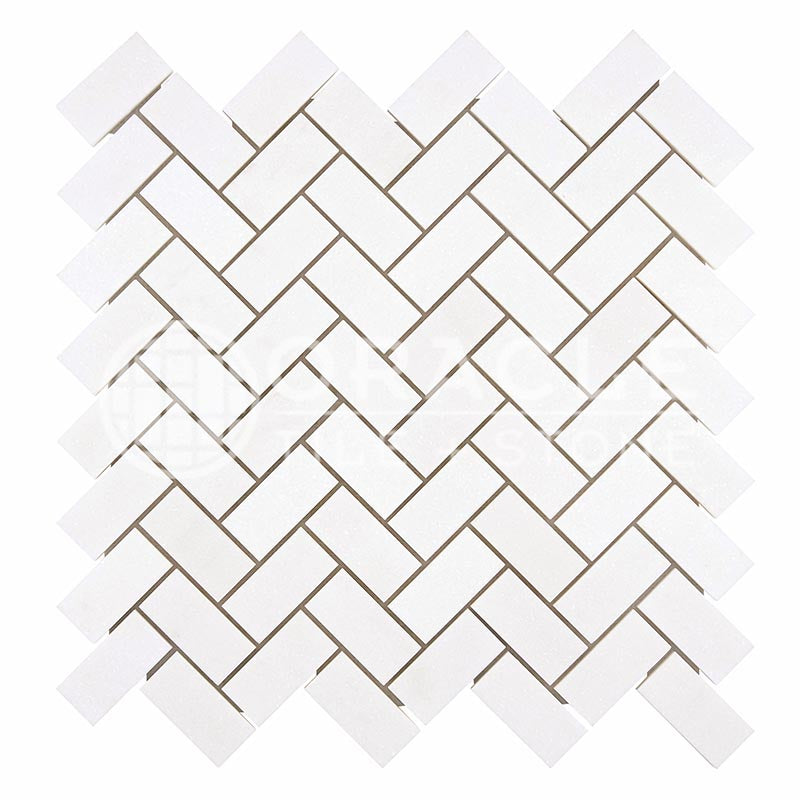 Thassos White Marble - Herringbone (1" X 2") Mosaic Tile