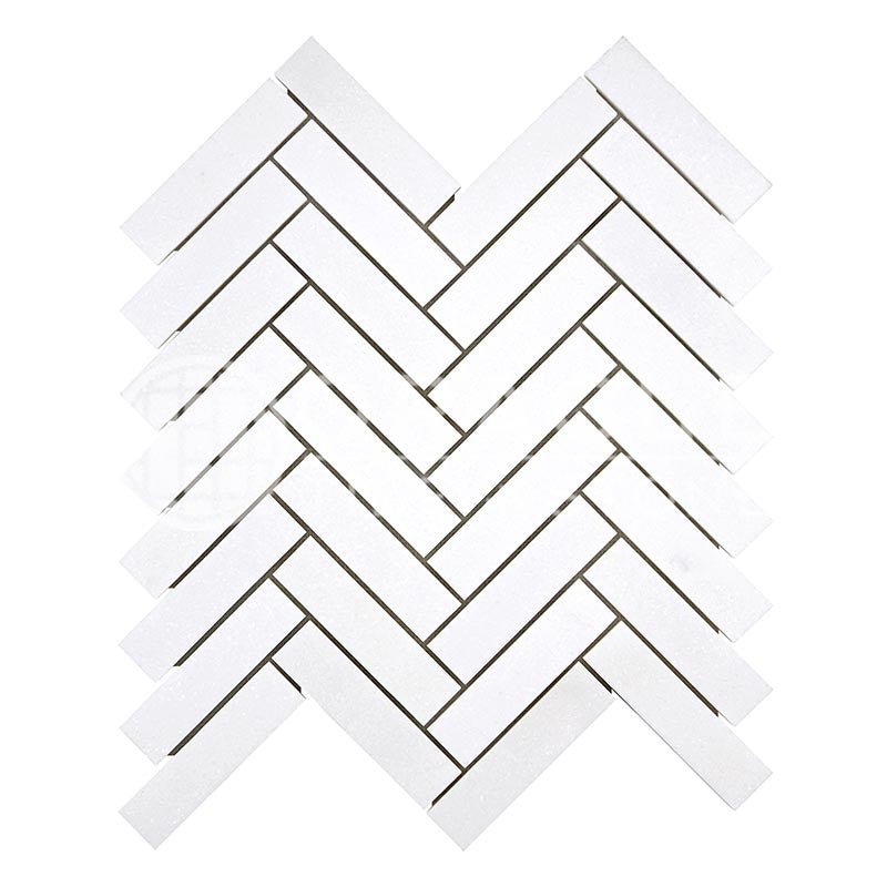 Thassos White Marble - Herringbone (1" X 4") Mosaic Tile