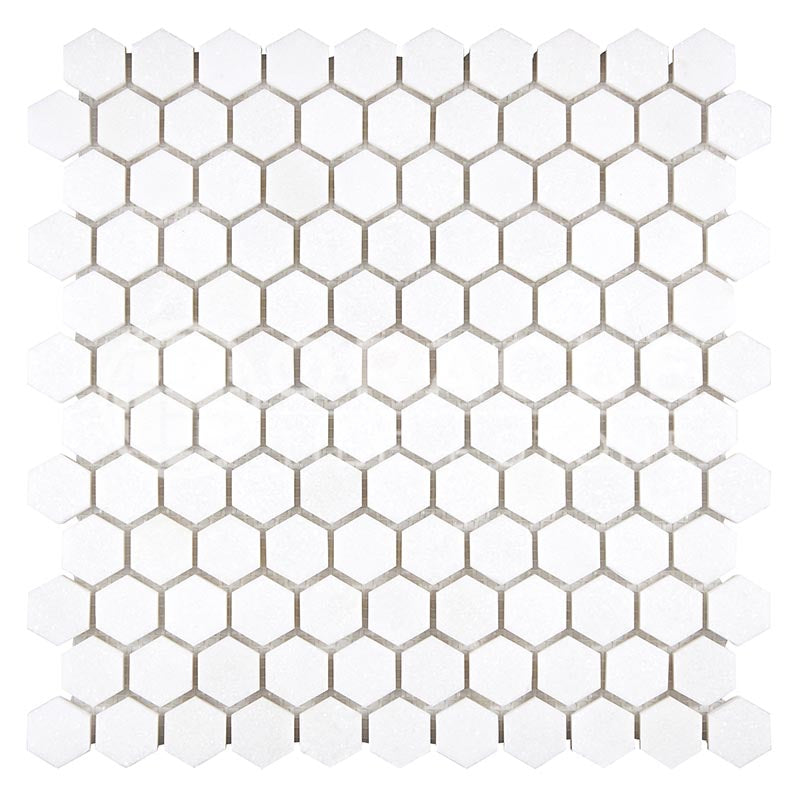 Thassos White Marble - 1" Hexagonal Mosaic Tile