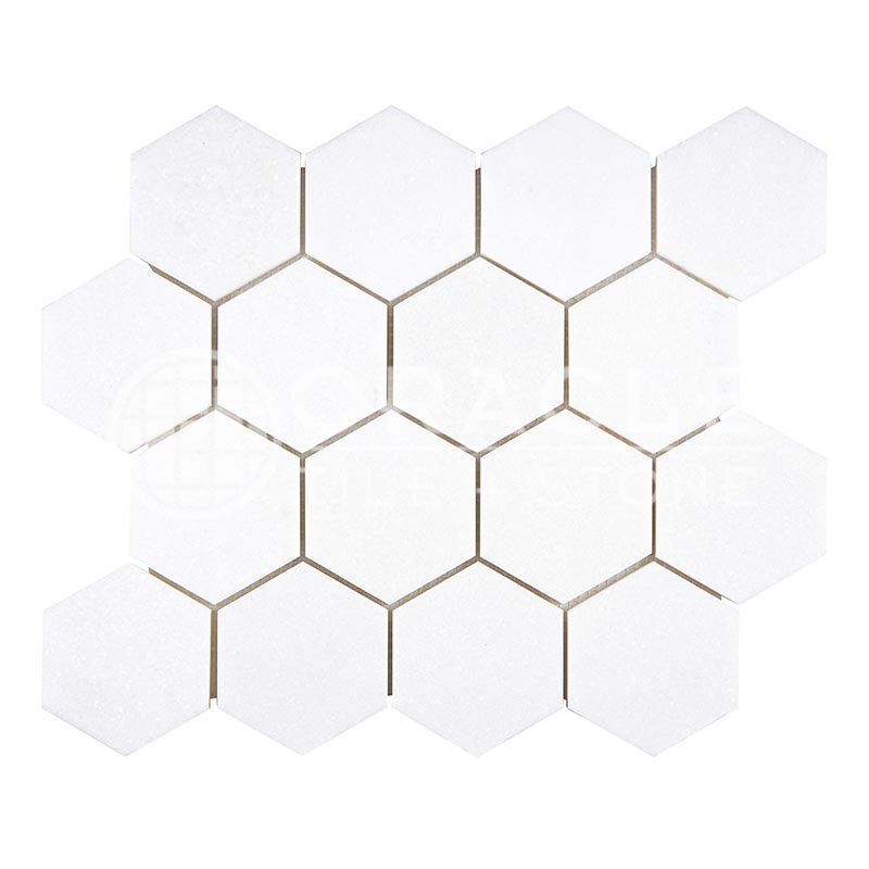 Thassos White (Greek)	Marble	3" X 3"	Hexagon Mosaic
