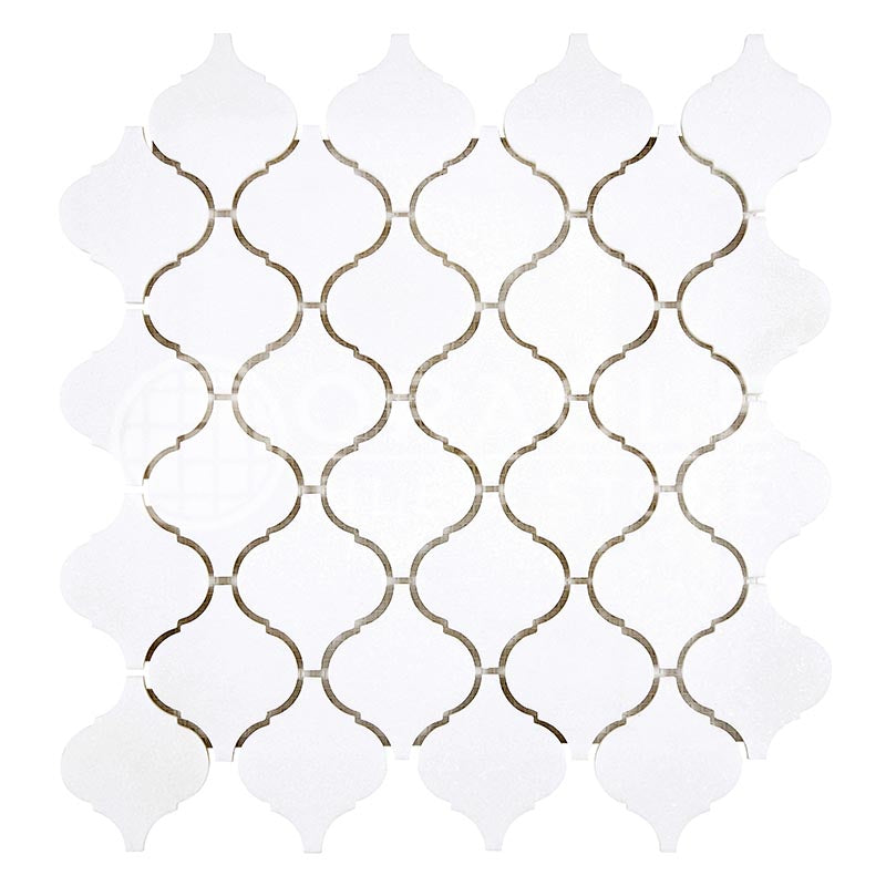 Thassos White Marble - Lantern (Arabesque) Mosaic Tile